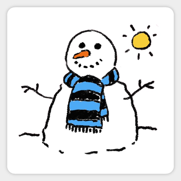 Snowman on a Sunny Winter's Day Sticker by NigelSutherlandArt